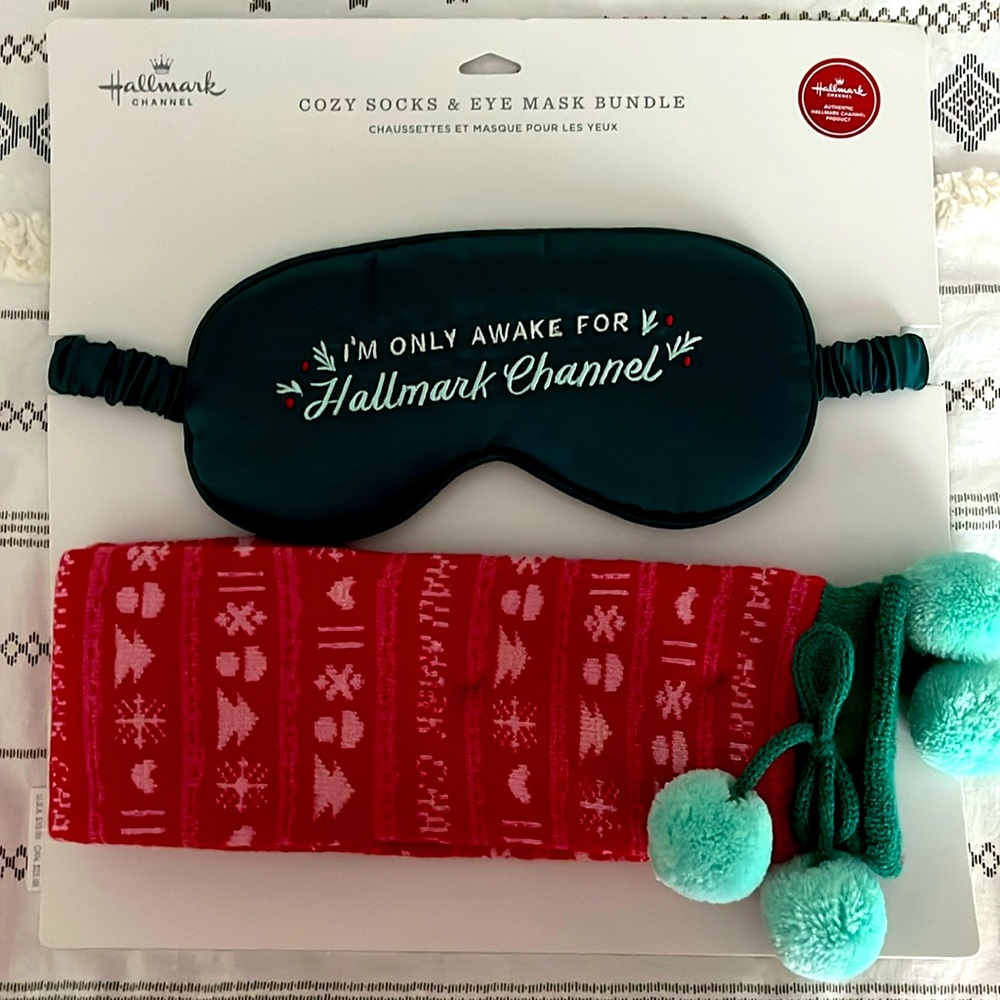 Hallmark Channel Cozy Socks & Eye Mask Bundle ￼